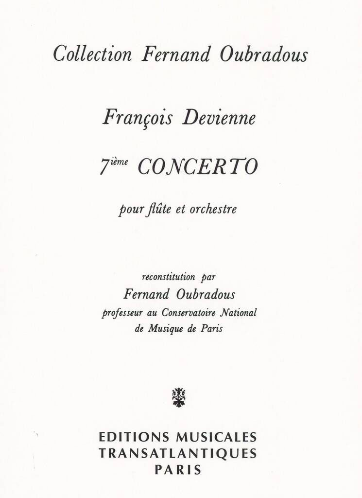 TRANSATLANTIQUES DEVIENNE F. - 7èME CONCERTO POUR FLUTE ET ORCHESTRE 