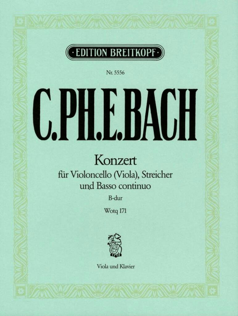 EDITION BREITKOPF C.P.E - Violoncellokonz. B-Dur Wq 171 - Viola, Piano