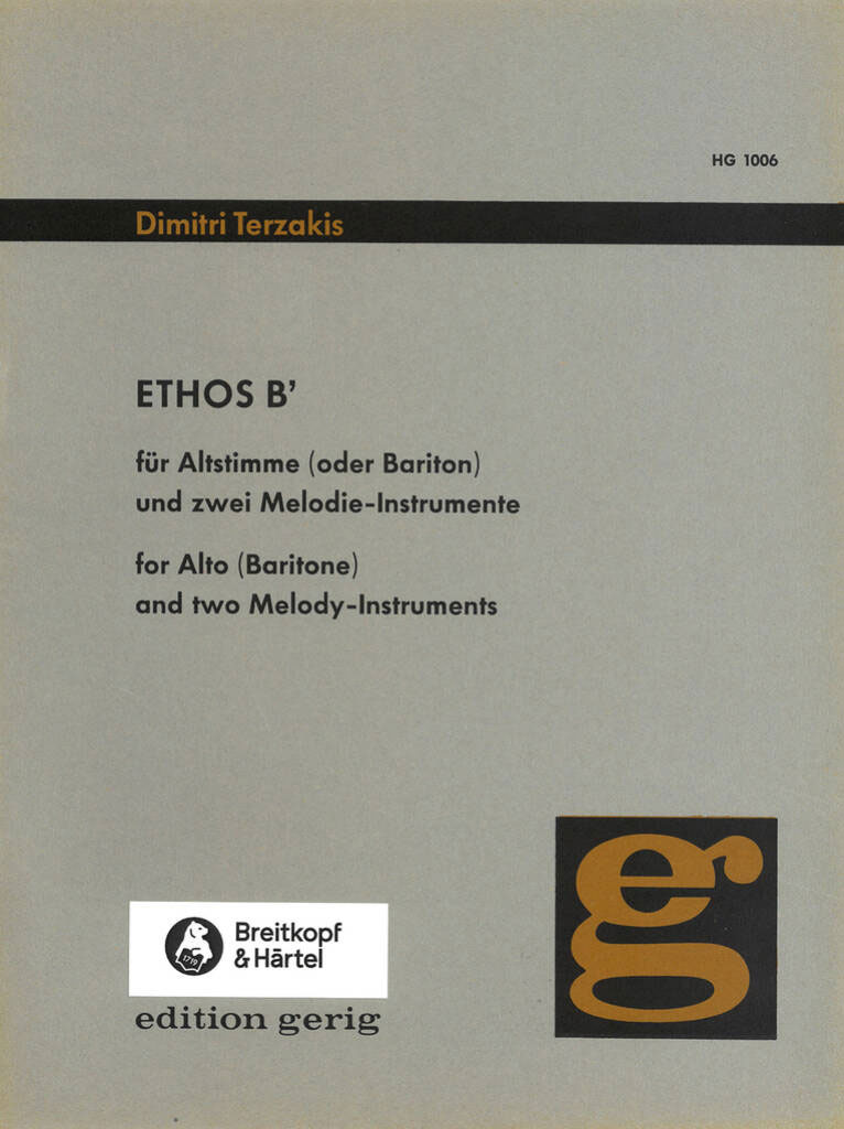 EDITION BREITKOPF Terzakis Dimitri - Ethos B' - Alto Voice
