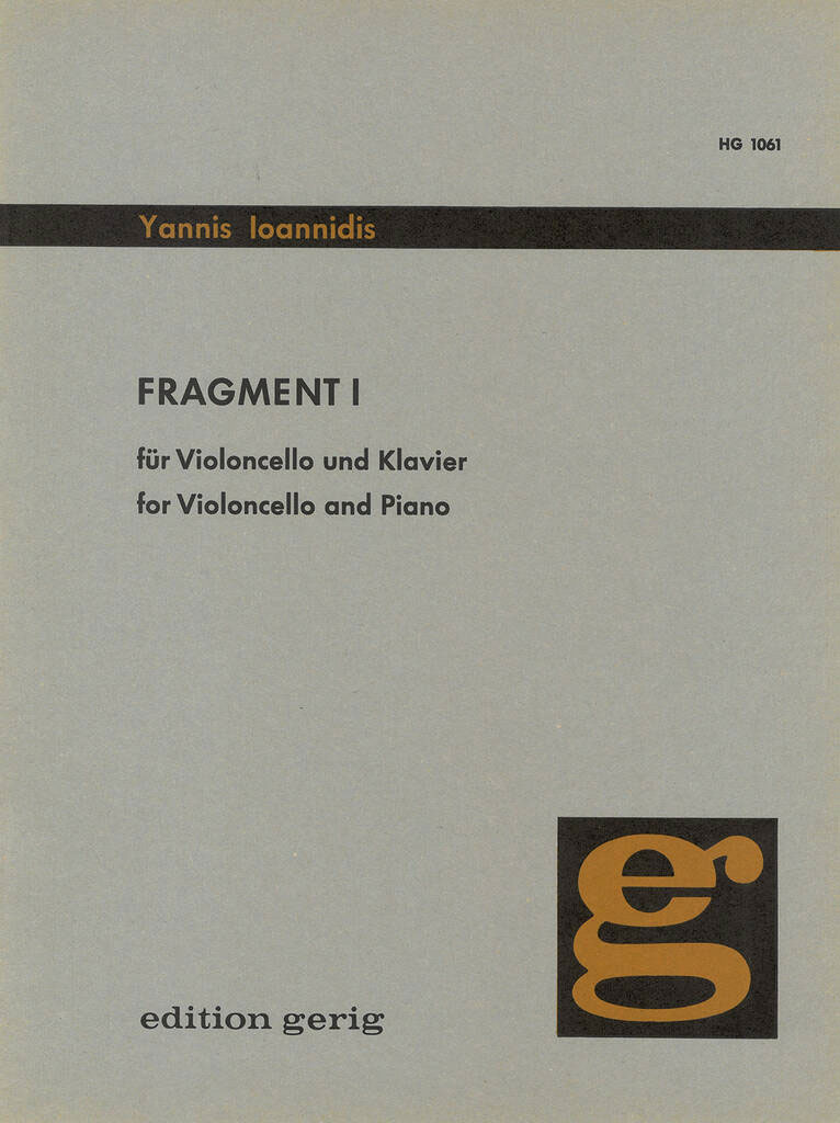 EDITION BREITKOPF Ioannidis Yannis - Fragment 1 - Cello, Piano