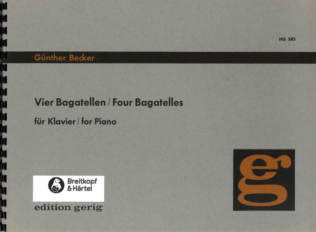 EDITION BREITKOPF BECKER GUNTHER - VIER BAGATELLEN - PIANO