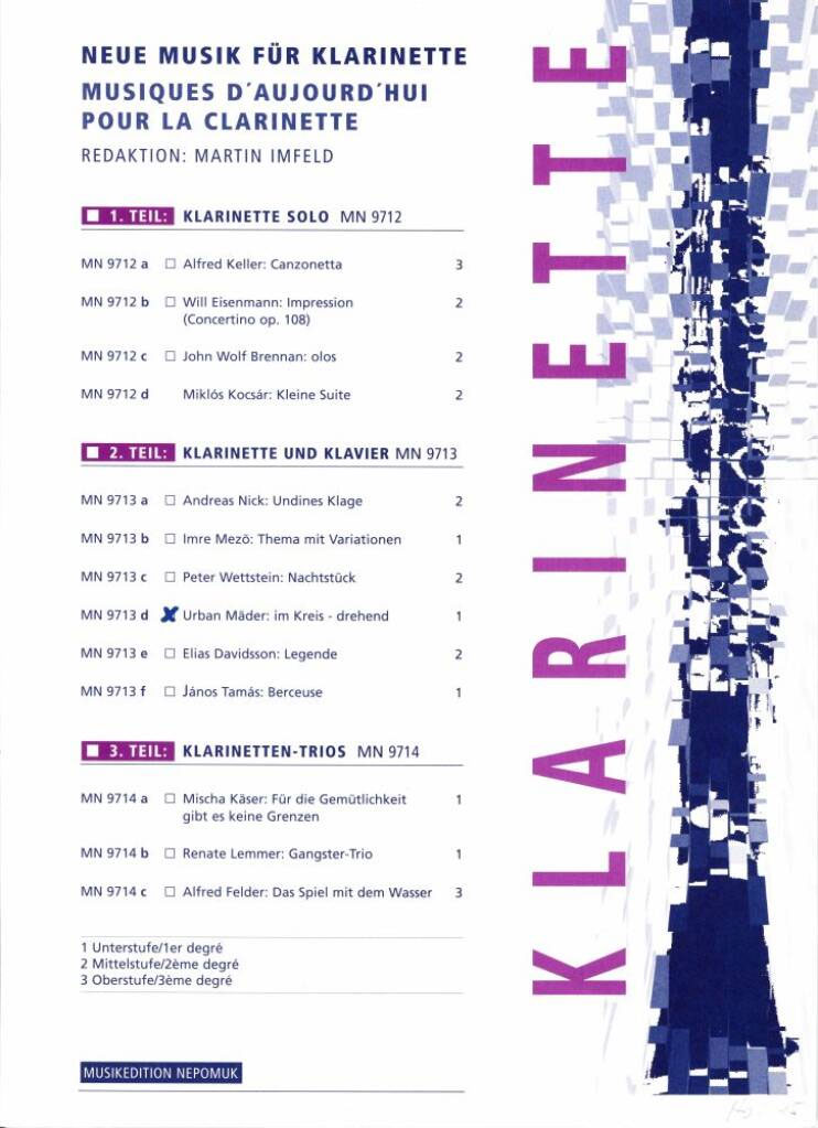 EDITION BREITKOPF MADER URBAN - IM KREIS - DREHEND - CLARINET, PIANO