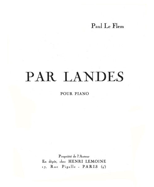 LEMOINE LE FLEM PAUL - PAR LANDES - PIANO