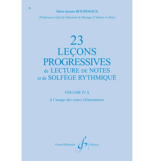 BILLAUDOT BOURDEAUX MARIE-JEANNE - 23 LECONS PROGRESSIVES VOL.4A