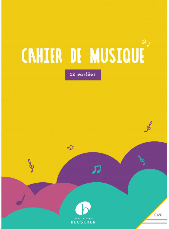PAUL BEUSCHER PUBLICATIONS CAHIER DE MUSIQUE 12 PORTEES - GRAND FORMAT