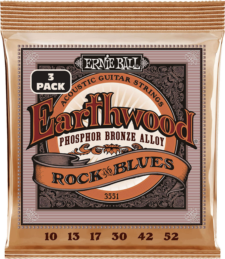 ERNIE BALL 3551 Earthwood Phosphore Bronze 10-52 Pack de 3