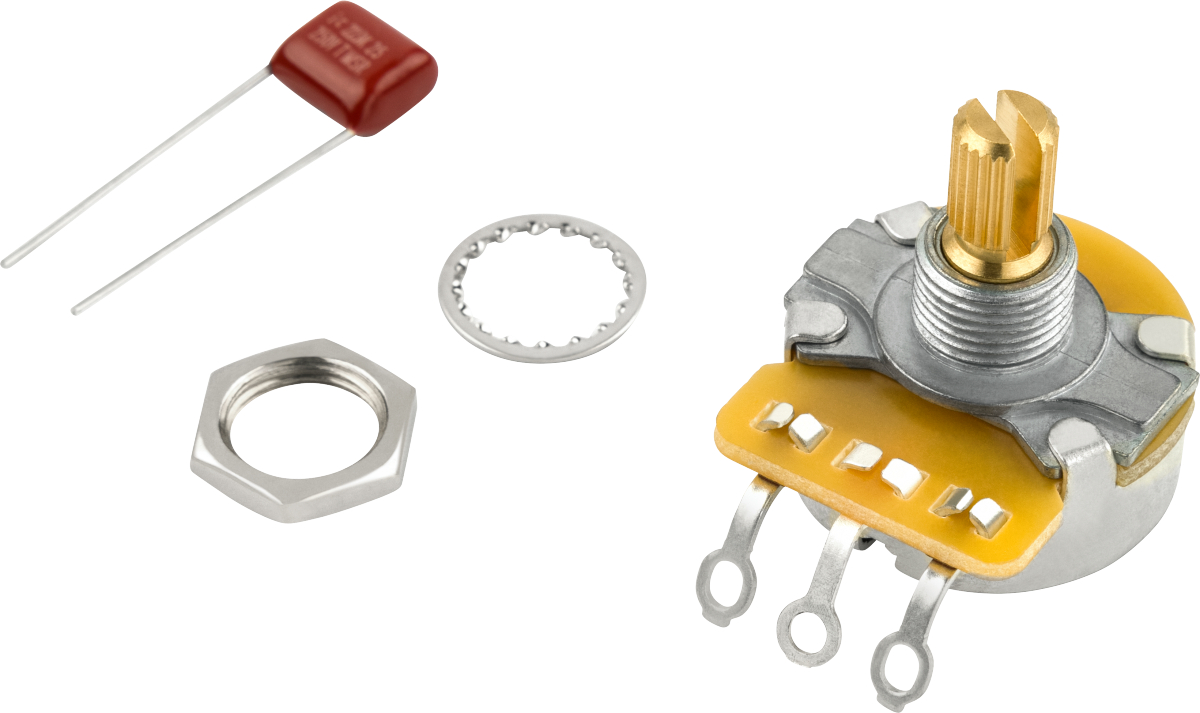 FENDER PURE VINTAGE 250K SPLIT SHAFT POTENTIOMETER WITH MOUNTING HARDWARE