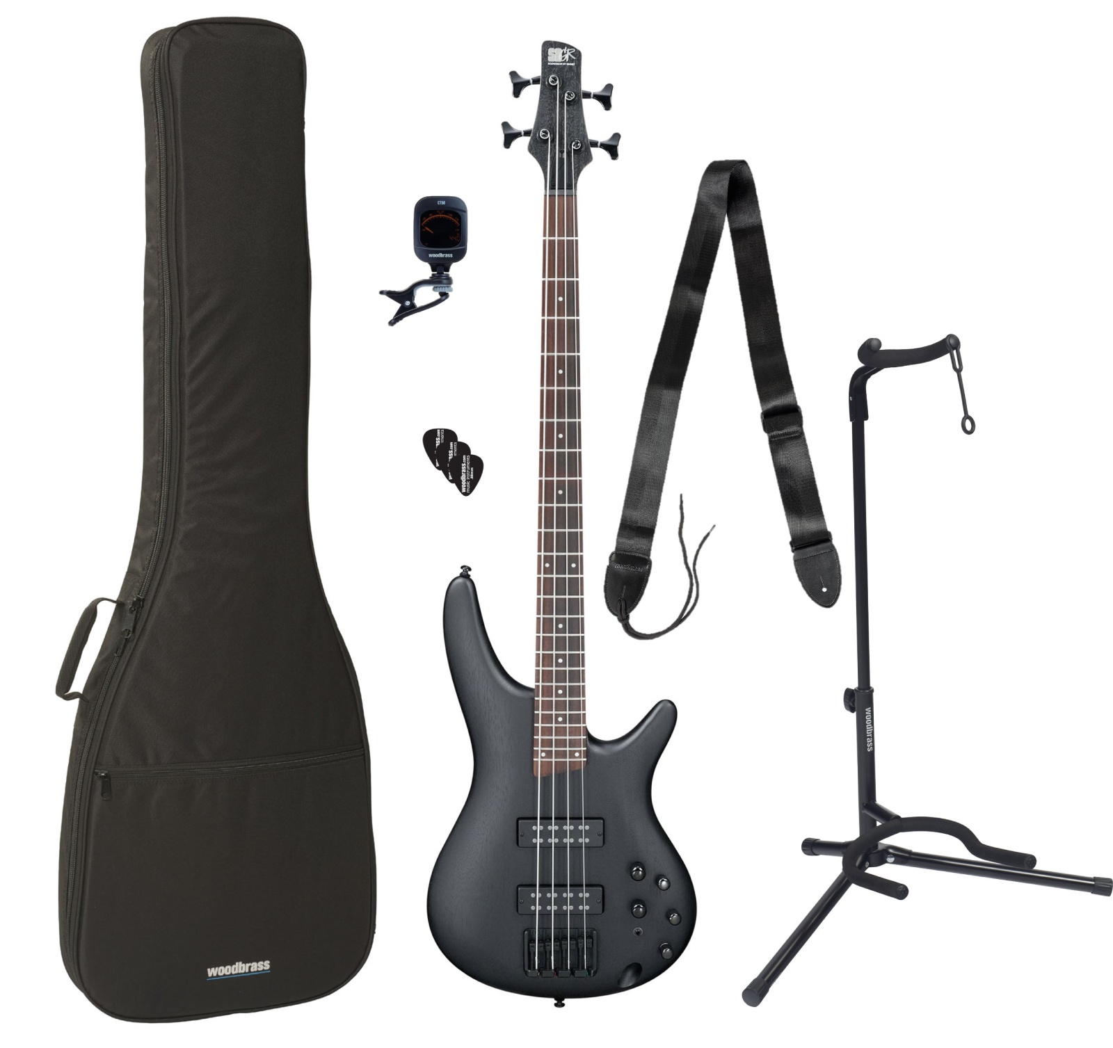 IBANEZ Sr300Eb-Wk-Weathered Black + Accessories Bundle