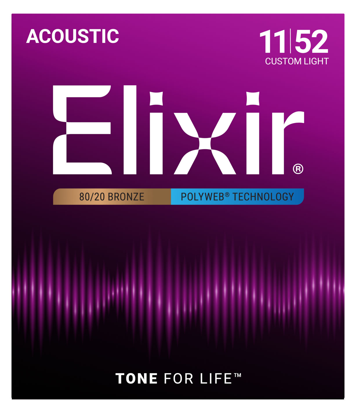 ELIXIR 11025 Polyweb 80/20 Bronze Custom Light 11-52