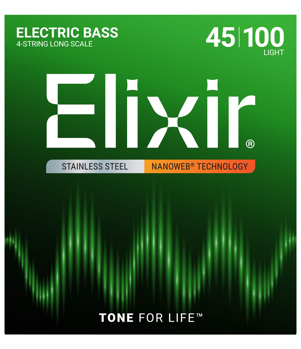 ELIXIR CORDES BASSES ELECTRIQUES NANOWEB STAINLESS STEEL JEUX LIGHT /4C !45-65-80-100