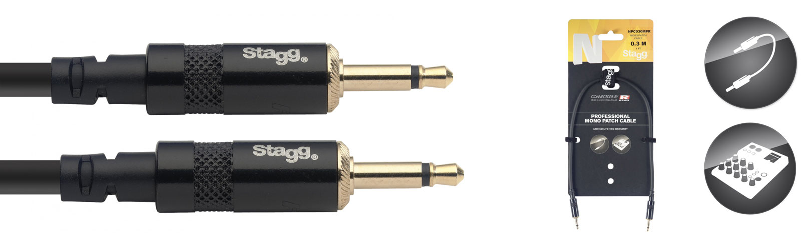 STAGG NPC030MPR 30cm/1FT-patch Mi Mono PLGS DL