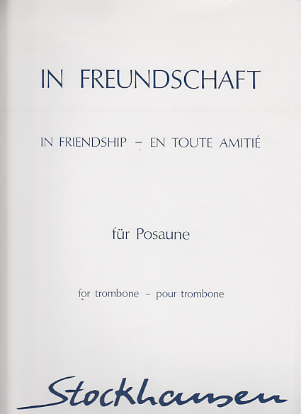 STOCKHAUSEN KARLHEINZ - IN FREUNDSCHAFT