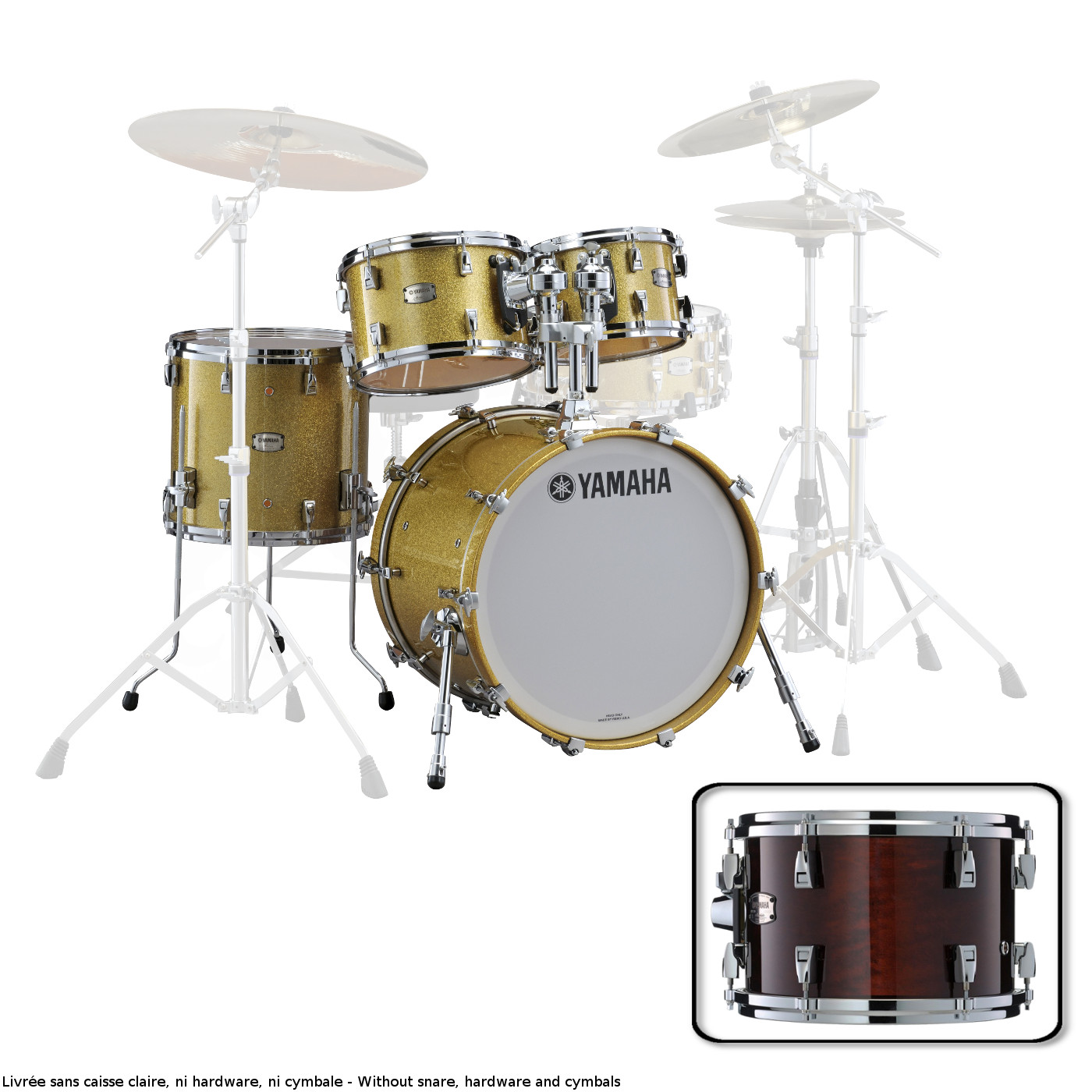 YAMAHA Absolute Hybrid Maple Rock Stage 22 Classic Walnut