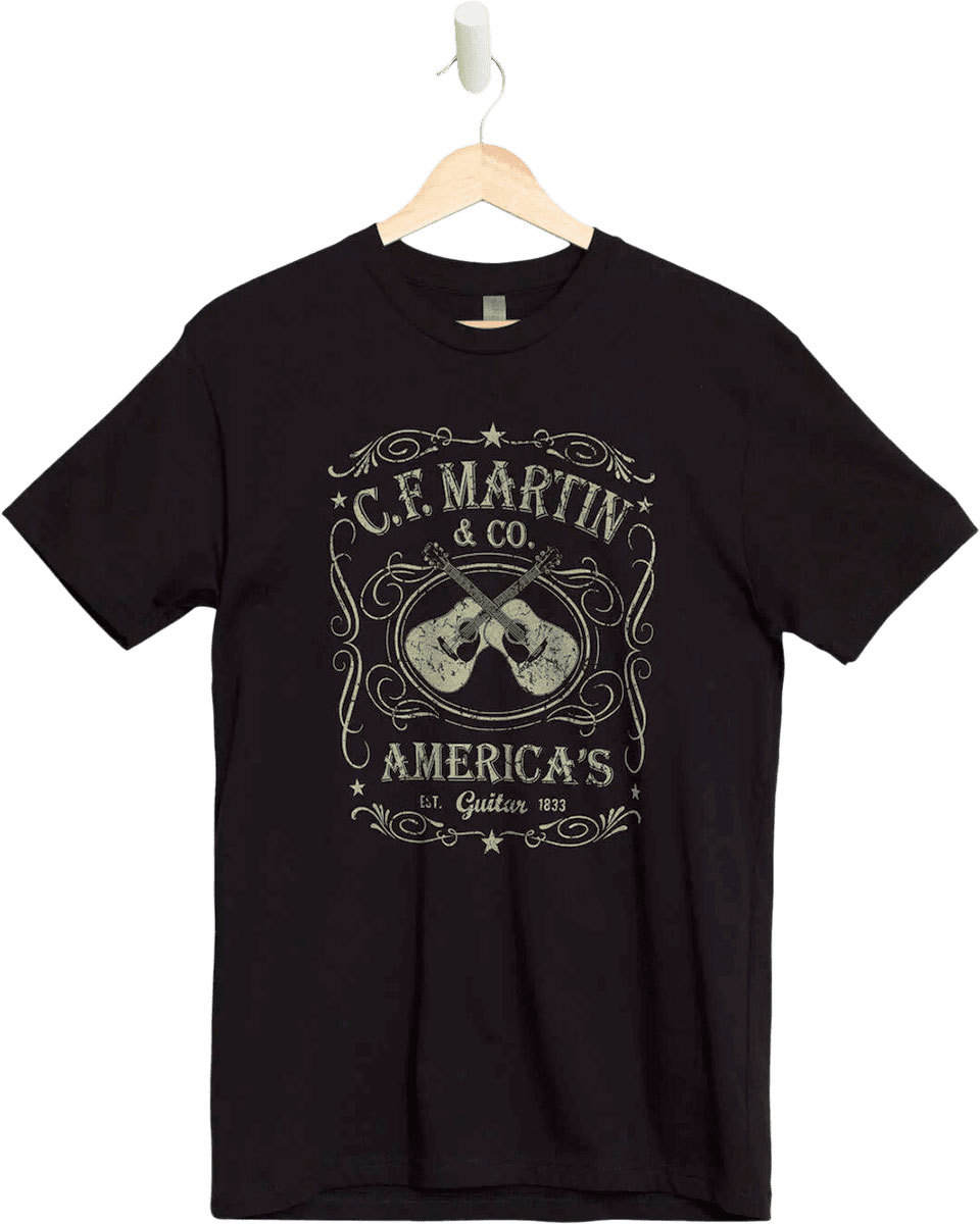 MARTIN & CO Tee-Shirt, Dual Guitar,Black,S