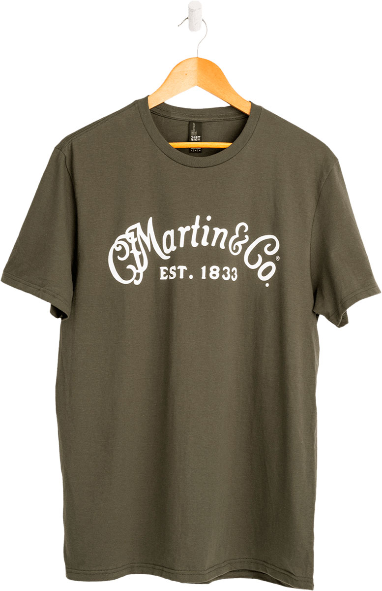 MARTIN & CO Tee-Shirt, Olive,White Script Logo,S