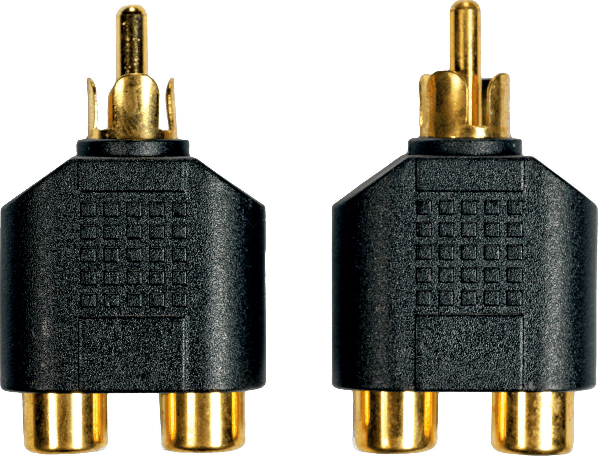 YELLOW CABLE ADAPTATEUR RCA MALE 2 RCA FEM. - LOT DE 2