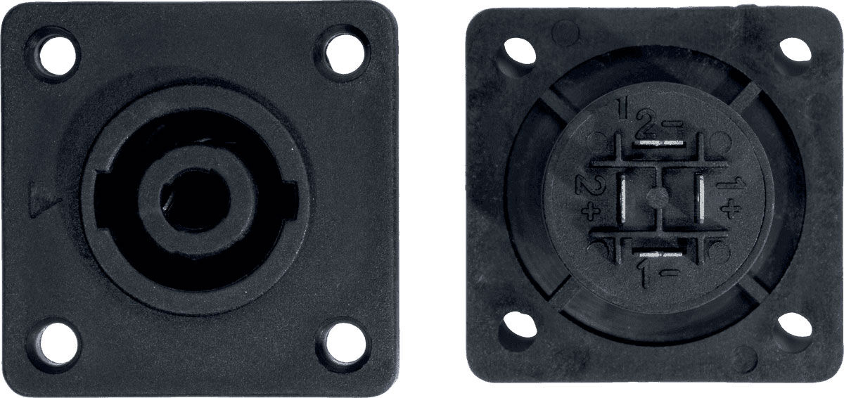 YELLOW CABLE SOCKET SP/F SPEAKON 4P X2
