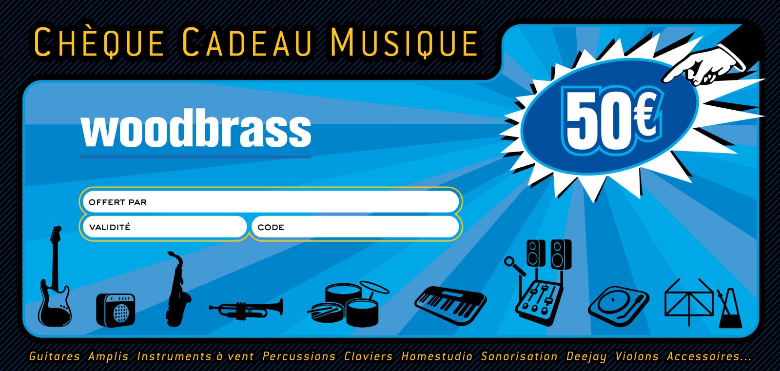 WOODBRASS CHEQUE CADEAU 50 EUROS DÉMATÉRIALISÉ