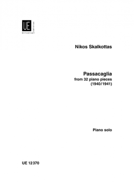UNIVERSAL EDITION SKALKOTTAS N. - PASSACAGLIA - PIANO
