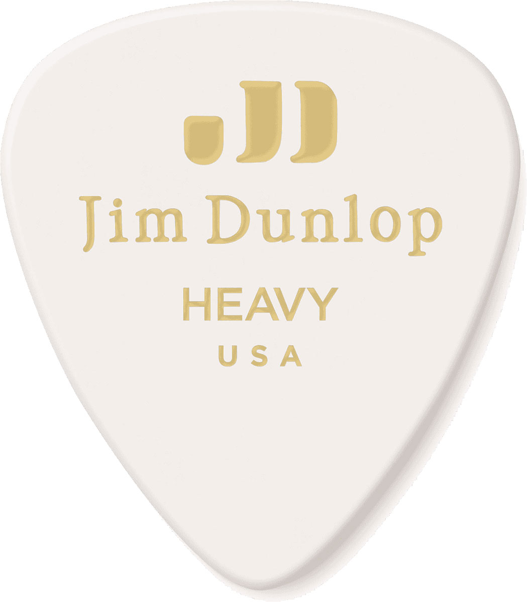 JIM DUNLOP GENUINE CELLULOID CLASSIC, PLAYER'S PACK OF 12, WHITE, HEAVY