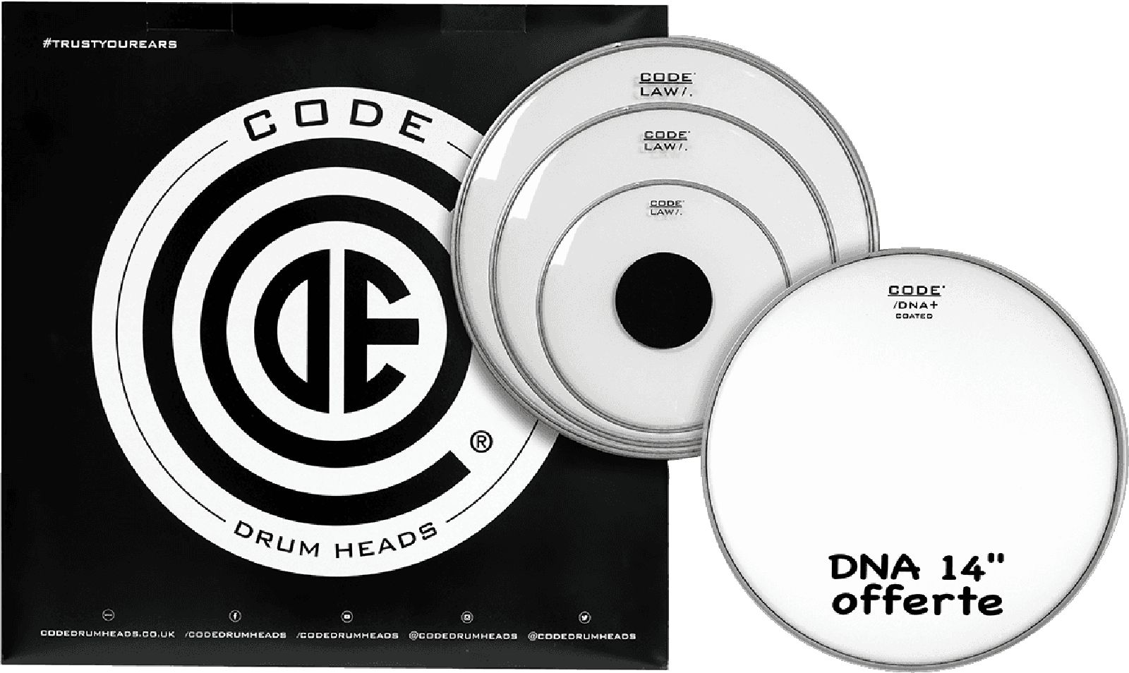 CODE DRUM HEAD TOM PACK LAW CLEAR FUSION + CC 14
