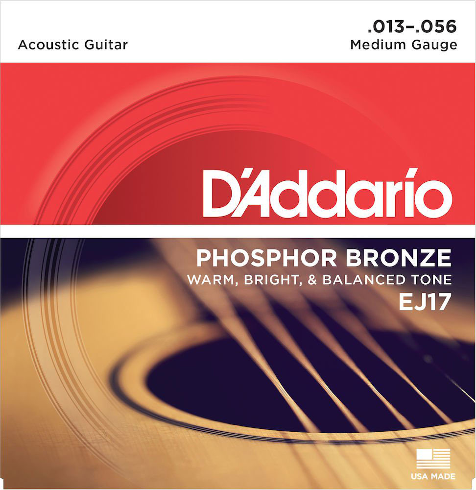 D'ADDARIO AND CO EJ17 PHOSPHOR BRONZE ACOUSTIC GUITAR STRINGS MEDIUM 13-56