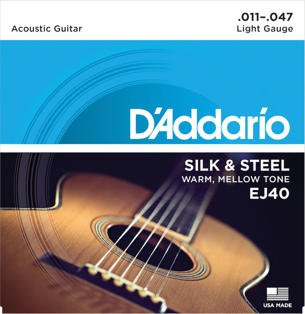 D'ADDARIO AND CO EJ40 SILK & STEEL FOLK GUITAR STRINGS 11-47
