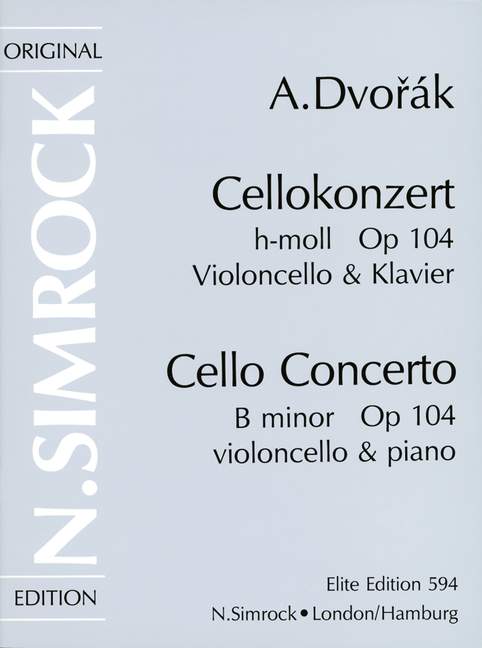 SIMROCK DVORAK ANTON - CONCERTO IN B MINOR OP.104 - CELLO AND PIANO