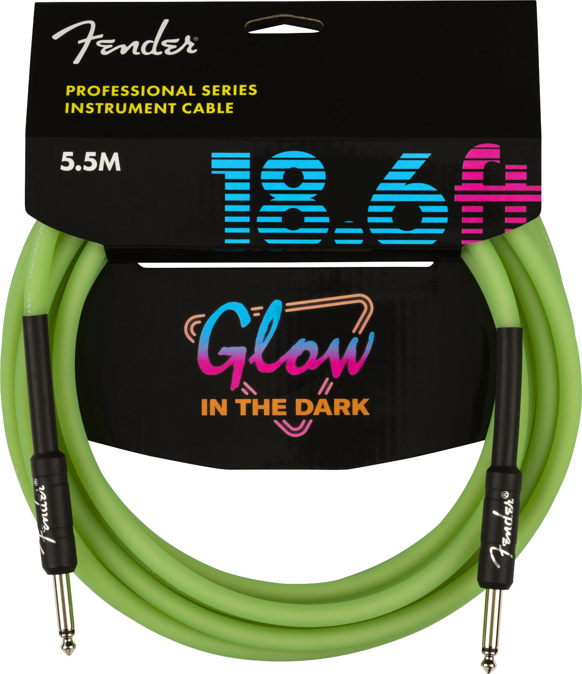 FENDER PROFESSIONAL GLOW IN THE DARK CABLE, GREEN, 18.6'