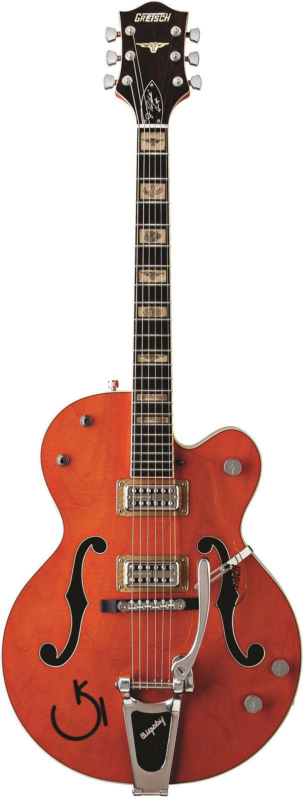 GRETSCH GUITARS G6120RHH REVEREND HORTON HEAT SIGNATURE HOLLOW BODY WITH BIGSBY EBO, ORANGE STAIN, LACQUER