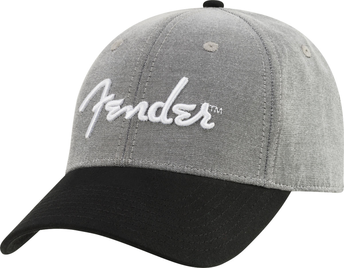 FENDER FENDER HIPSTER DAD HAT, GRAY AND BLACK, ONE SIZE FITS MOST