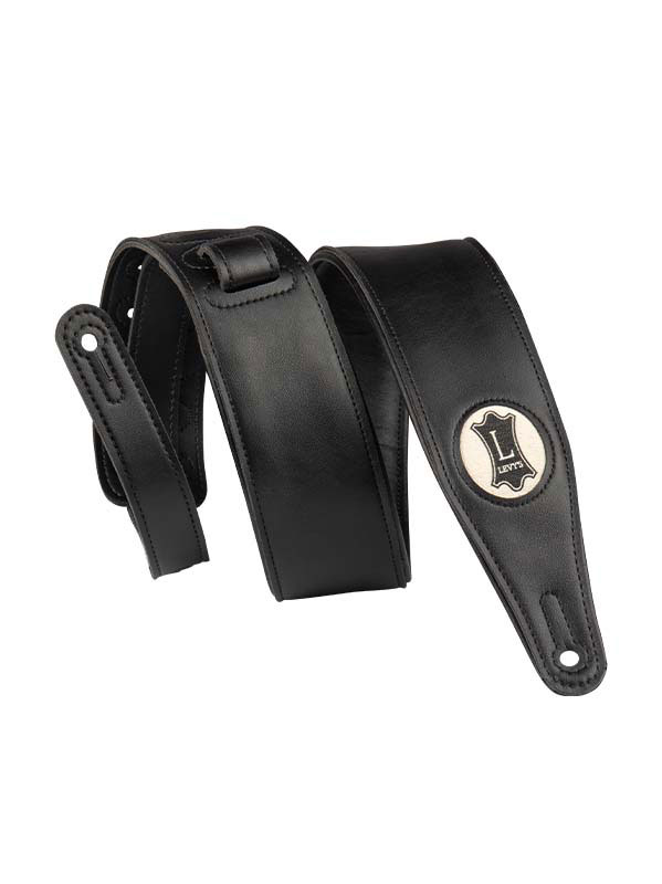 LEVY'S VEGAN LEATHER STRAP WITH LEVY'S LOGO IN HEMP, 6,4 CM - BLACK