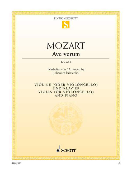 SCHOTT MOZART W.A. - AVE VERUM KV 618 - VIOLIN AND PIANO