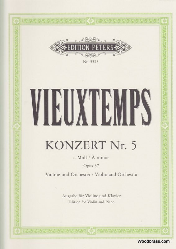 EDITION PETERS VIEUXTEMPS HENRI - CONCERTO NO.5 IN A MINOR OP.37 - VIOLIN AND PIANO