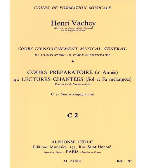 LEDUC VACHEY HENRI - 40 LECTURES CHANTEES C2 (PREPARATOIRE)CLE DE SOL & FA MELANGEES - sans accompagnement