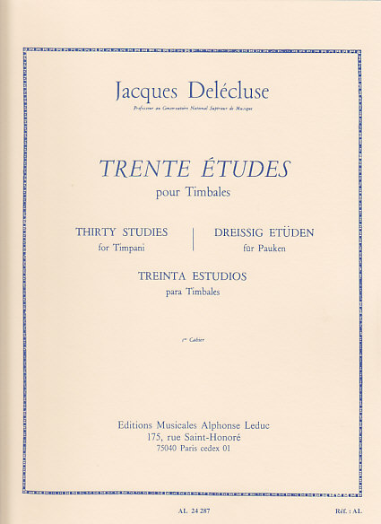 LEDUC DELECLUSE JACQUES - TRENTE ETUDES POUR TIMBALES CAHIER 1