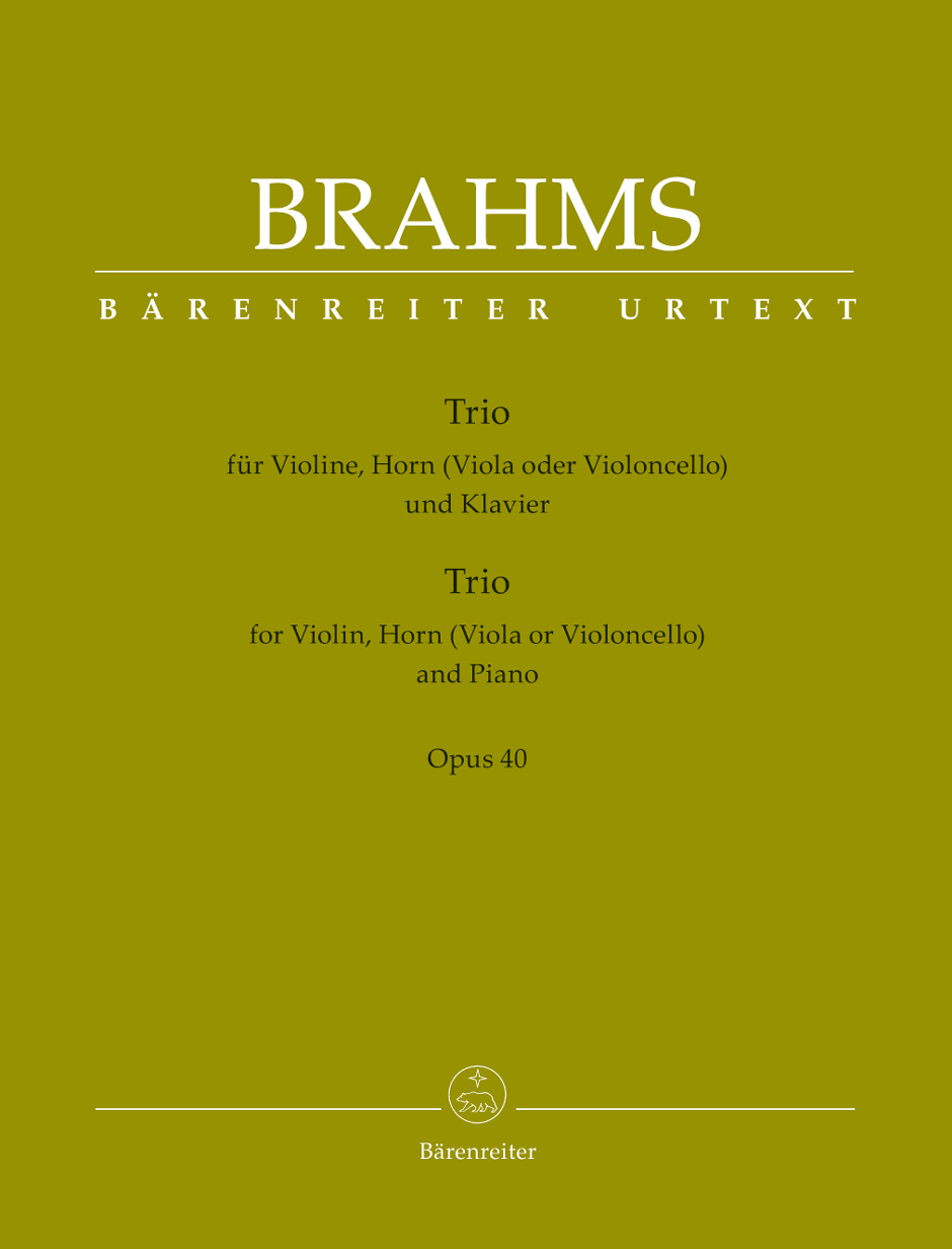 BARENREITER BRAHMS J. - TRIO OP.40 - VIOLIN, HORN AND PIANO