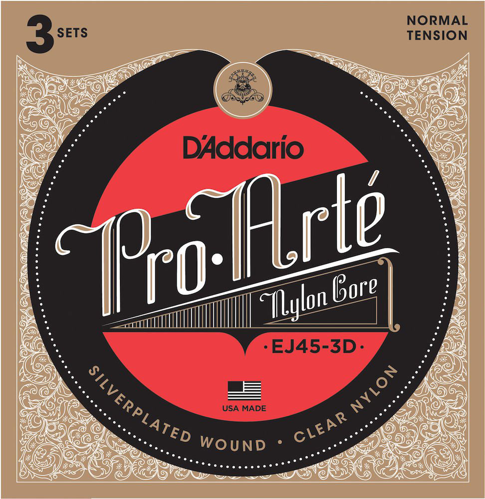 D'ADDARIO AND CO EJ45-3D PRO-ARTE NYLON CLASSICAL GUITAR STRINGS NORMAL TENSION 3 SETS