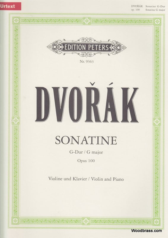 EDITION PETERS ANTONIN DVORAK SONATINA IN G OP. 100