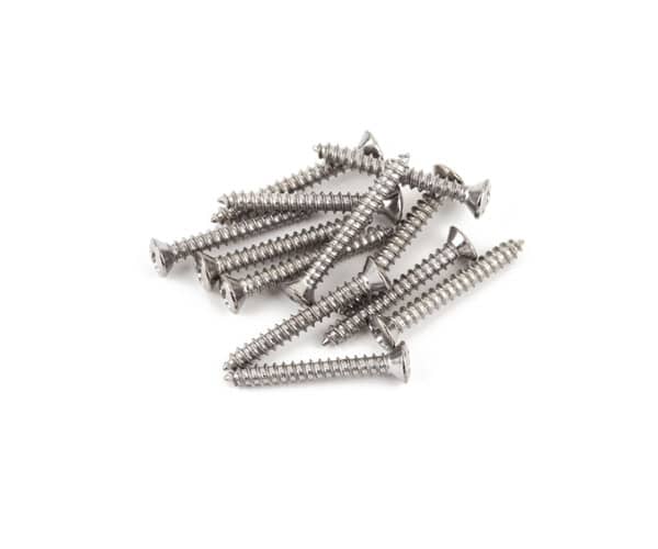 FENDER BASS/TELECASTER BRIDGE/STRAP BUTTON MOUNTING SCREWS, PHILLIPS-HEAD, CHROME, (12)