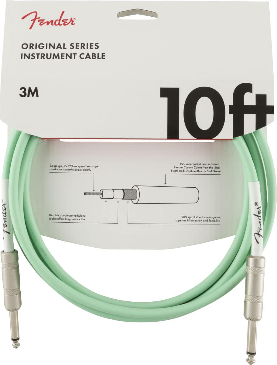 FENDER ORIGINAL INSTRUMENT CABLE, 10', SURF GREEN