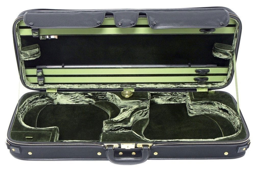 JAEGER DOUBLE VIOLIN CASE PRESTIGE EXTERIOR BLACK CARBON EFFECT