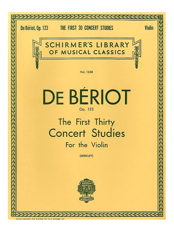 SCHIRMER DE BERIOT CH.-A. - FIRST THIRTY CONCERT STUDIES FOR SOLO VIOLIN 