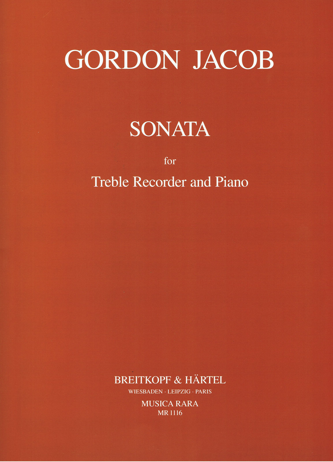 MUSICA RARA JACOB GORDON - SONATA - RECORDER, BASSO CONTINUO