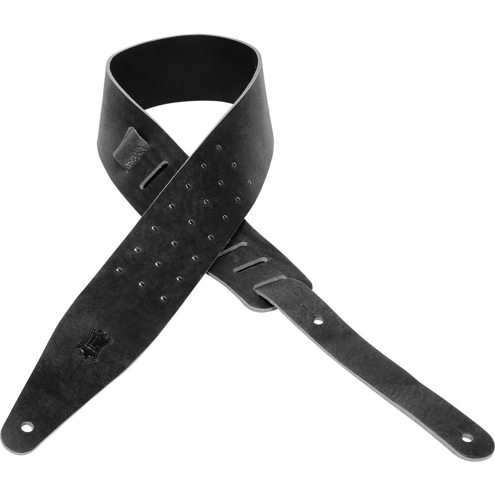 LEVY'S 6,5 CM, LEATHER WITH METAL STUDS, ONYX SERIES - BLACK