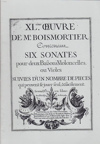 KING'S MUSIC BOISMORTIER XLE OEUVRE - SIX SONATES POUR 2 BASSONS, VIOLONCELLES OU VIOLES