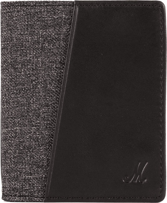 MARSHALL WALLET DOUBLE JEAN GREY LEATHER BLACK