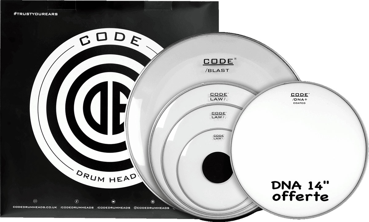 CODE DRUM HEAD TOM FULL PACK LAW CLEAR FUSION 10/12/14/20 + 14