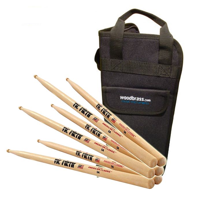 VIC FIRTH 3 AMERICAN CLASSIC HICKORY 5A PACK + WOODBRASS.COM BAG