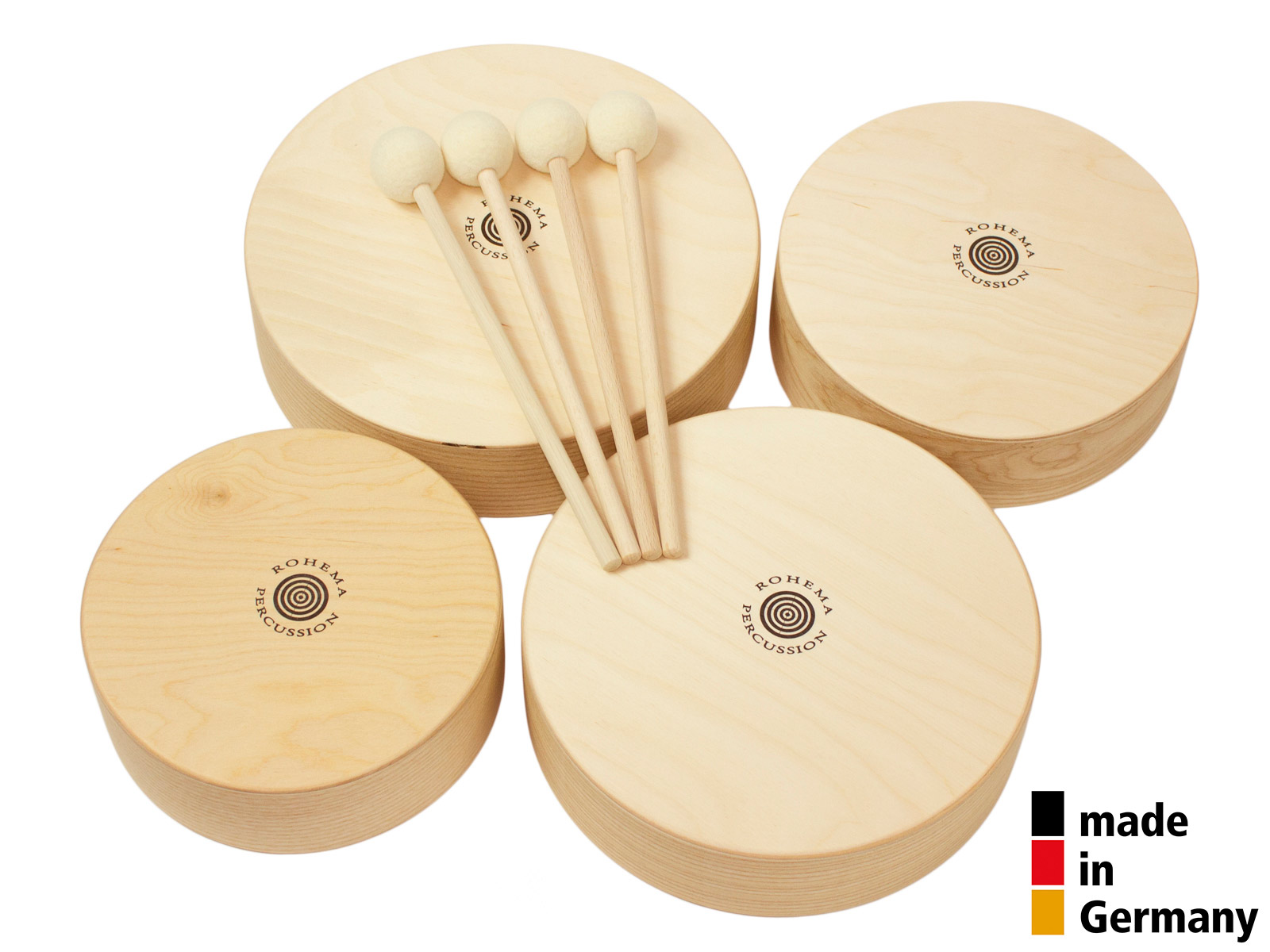 ROHEMA SET OF 4 WOODEN TOMS + 4 BEATERS - 3+